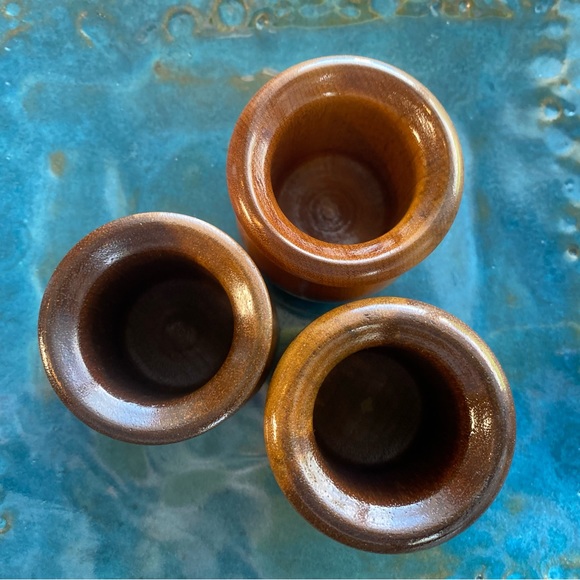 Vintage Hand Carved Myrtle Wood & Walnut Wood toothpick holders Lot of 3 - Picture 3 of 13